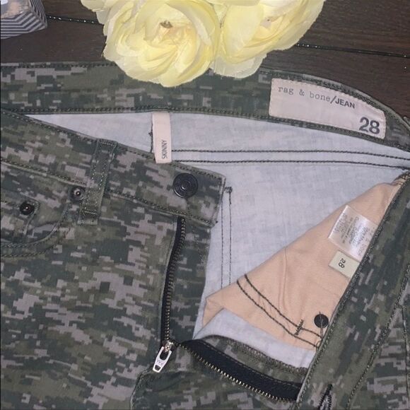 Rag & Bone Pixel Camo Green Skinny Jeans 28 - Picture 4 of 6
